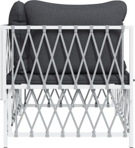 vidaXL Narożny moduł sofy ogrodowej z poduszkami, biała, plecionka 5