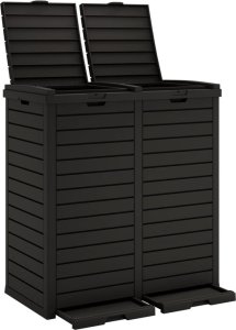 Skrzynia ogrodowa vidaXL Zewnętrzny kosz na śmieci, czarny, 78x41x86 cm, polipropylen 2