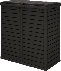 Skrzynia ogrodowa vidaXL Zewnętrzny kosz na śmieci, czarny, 78x41x86 cm, polipropylen 7
