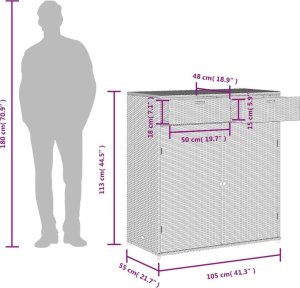 Szafa ogrodowa vidaXL Szafka ogrodowa, beżowa, 105x55x113 cm, polirattan 12