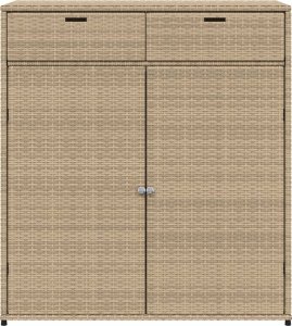 Szafa ogrodowa vidaXL Szafka ogrodowa, beżowa, 105x55x113 cm, polirattan 7