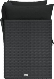 vidaXL Sofa ogrodowa z poduszkami, 2-osobowa, czarna, polirattan 5