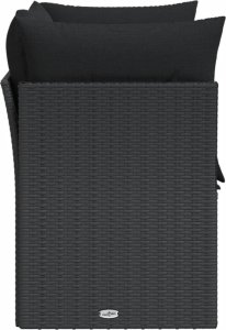 vidaXL Sofa ogrodowa z poduszkami, 2-osobowa, czarna, polirattan 5