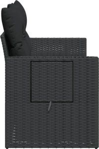vidaXL Sofa ogrodowa z poduszkami, 2-osobowa, czarna, polirattan 6