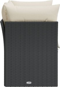 vidaXL Sofa ogrodowa z poduszkami, 2-osobowa, czarna, polirattan 5