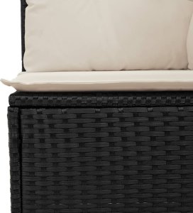 vidaXL Sofa ogrodowa z poduszkami, 2-osobowa, czarna, polirattan 7