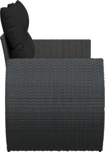 vidaXL Sofa ogrodowa z poduszkami, 2-osobowa, czarna, polirattan 5