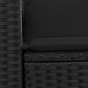 vidaXL Sofa ogrodowa z poduszkami, 2-osobowa, czarna, polirattan 8