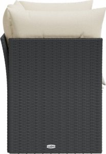 vidaXL Sofa ogrodowa z poduszkami, 2-osobowa, czarna, polirattan 5
