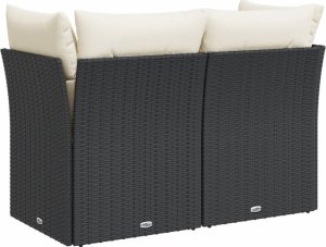 vidaXL Sofa ogrodowa z poduszkami, 2-osobowa, czarna, polirattan 6