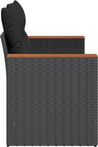 vidaXL Sofa ogrodowa z poduszkami, 2-osobowa, czarna, polirattan 5