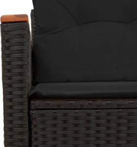 vidaXL Sofa ogrodowa z poduszkami, 2-osobowa, czarna, polirattan 8