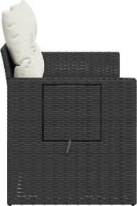 vidaXL Sofa ogrodowa z poduszkami, 2-osobowa, czarna, polirattan 6