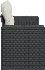 vidaXL Sofa ogrodowa z poduszkami, 2-osobowa, czarna, polirattan 5