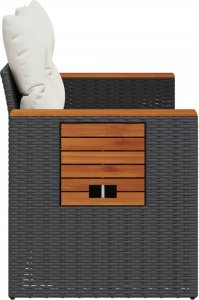 vidaXL Sofa ogrodowa z poduszkami, 2-osobowa, czarna, polirattan 6