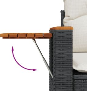 vidaXL Sofa ogrodowa z poduszkami, 2-osobowa, czarna, polirattan 9