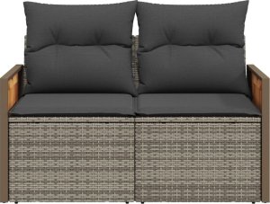 vidaXL Sofa ogrodowa z poduszkami, 2-osobowa, szara, polirattan 4