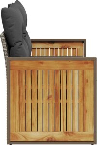 vidaXL Sofa ogrodowa z poduszkami, 2-osobowa, szara, polirattan 5