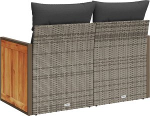vidaXL Sofa ogrodowa z poduszkami, 2-osobowa, szara, polirattan 6