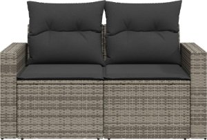 vidaXL Sofa ogrodowa z poduszkami, 2-osobowa, szara, polirattan 4
