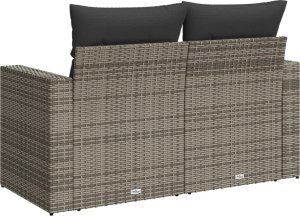 vidaXL Sofa ogrodowa z poduszkami, 2-osobowa, szara, polirattan 6