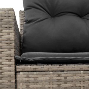 vidaXL Sofa ogrodowa z poduszkami, 2-osobowa, szara, polirattan 8