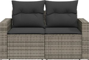 vidaXL Sofa ogrodowa z poduszkami, 2-osobowa, szara, polirattan 4