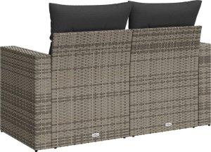 vidaXL Sofa ogrodowa z poduszkami, 2-osobowa, szara, polirattan 6