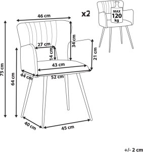 Beliani 2 krzesła do jadalni welurowe beżowoszare SANILAC 10