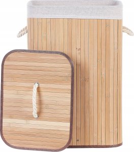 Beliani Kosz bambusowy z pokrywą jasne drewno KOMARI 5