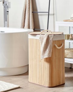 Beliani Kosz bambusowy z pokrywą jasne drewno KOMARI 8