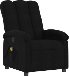 vidaXL Rozkładany fotel masujący, czarny, obity tkaniną 3