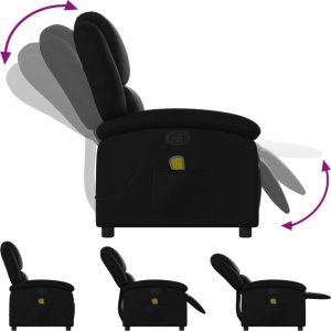 vidaXL Rozkładany fotel masujący, czarny, sztuczna skóra 7