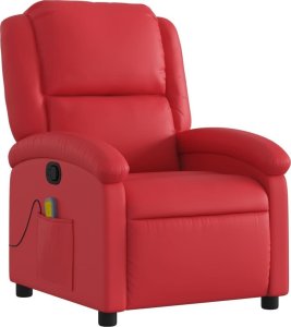 vidaXL Rozkładany fotel masujący, czerwony, sztuczna skóra 3