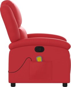 vidaXL Rozkładany fotel masujący, czerwony, sztuczna skóra 5