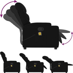 vidaXL Rozkładany fotel masujący, czarny, obity tkaniną 7