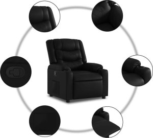 vidaXL Fotel rozkładany, czarny, sztuczna skóra 5