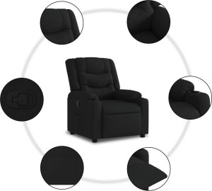 vidaXL Fotel rozkładany, czarny, obity tkaniną 4