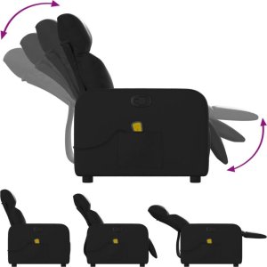 vidaXL Rozkładany fotel masujący, czarny, sztuczna skóra 5