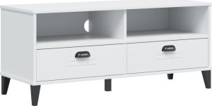 vidaXL Szafka pod telewizor , biała, lite drewno sosnowe 2