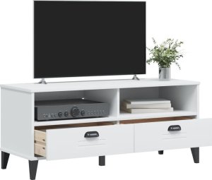 vidaXL Szafka pod telewizor , biała, lite drewno sosnowe 4