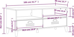 vidaXL Szafka pod telewizor , biała, lite drewno sosnowe 10