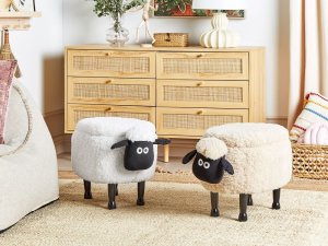Beliani Pufa zwierzak ze schowkiem beżowa SHEEP 2
