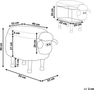 Beliani Pufa zwierzak ze schowkiem beżowa SHEEP 8