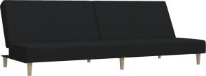 vidaXL Rozkładana kanapa 2-osobowa, czarna, tapicerowana tkaniną 2
