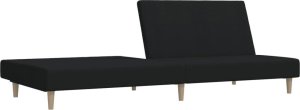 vidaXL Rozkładana kanapa 2-osobowa, czarna, tapicerowana tkaniną 4