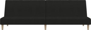 vidaXL Rozkładana kanapa 2-osobowa, czarna, tapicerowana tkaniną 5