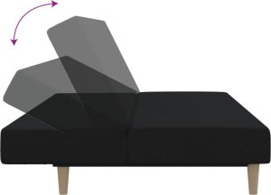 vidaXL Rozkładana kanapa 2-osobowa, czarna, tapicerowana tkaniną 7