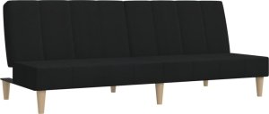 vidaXL Rozkładana kanapa 2-osobowa, czarna, tapicerowana tkaniną 2