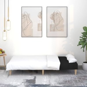 vidaXL Rozkładana kanapa 2-osobowa, czarna, tapicerowana tkaniną 3